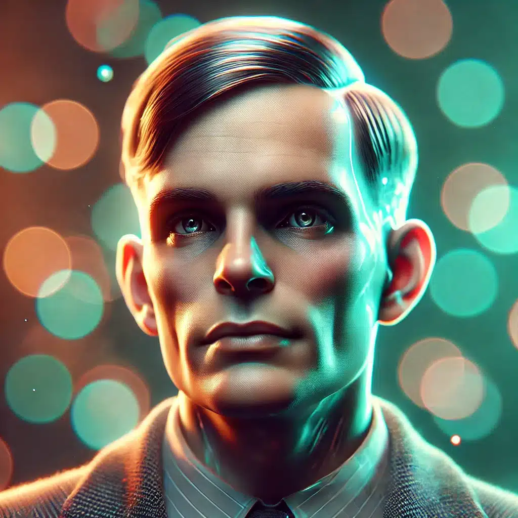 Retrato generado por inteligencia artificial  de Alan Turing.